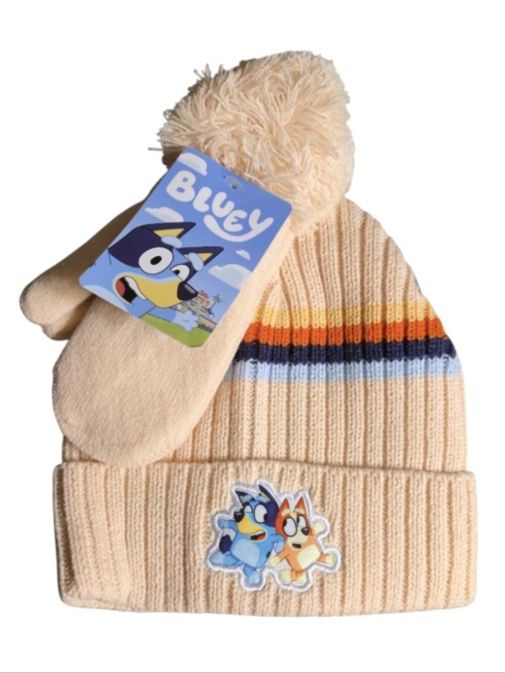 Bluey Character Toddler Beanie and Mittens, 2-Piece Set in Bingo Orange NWT!